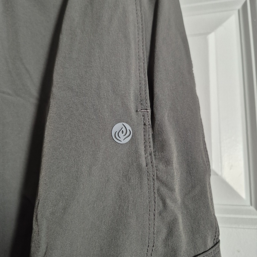 Apana Pants Womens Large Green Gray Cargo Wide Leg Baggy Parachute Stretch - Picture 5 of 11